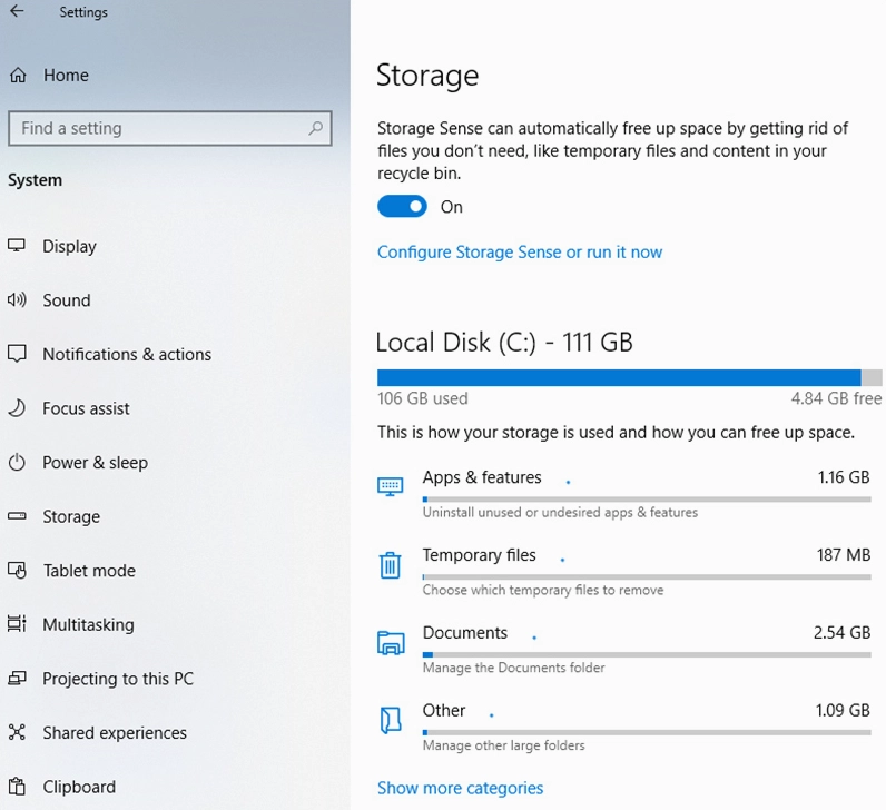 Hướng dẫn chi tiết cách dọn rác laptop an toàn và tăng tốc độ xử lý nhanh nhất năm 2026 19 Bật tính năng Storage Sense