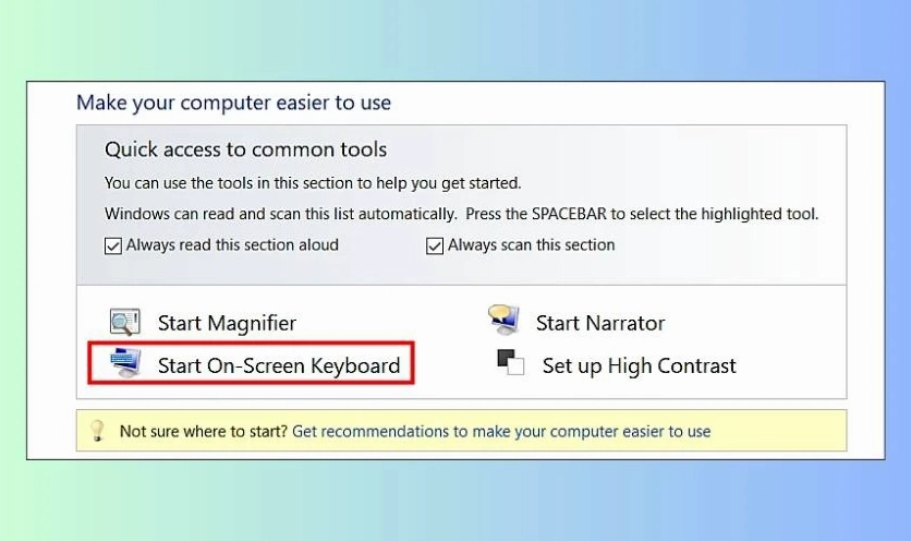 Biểu tượng bật phím ảo trên màn hình khóa