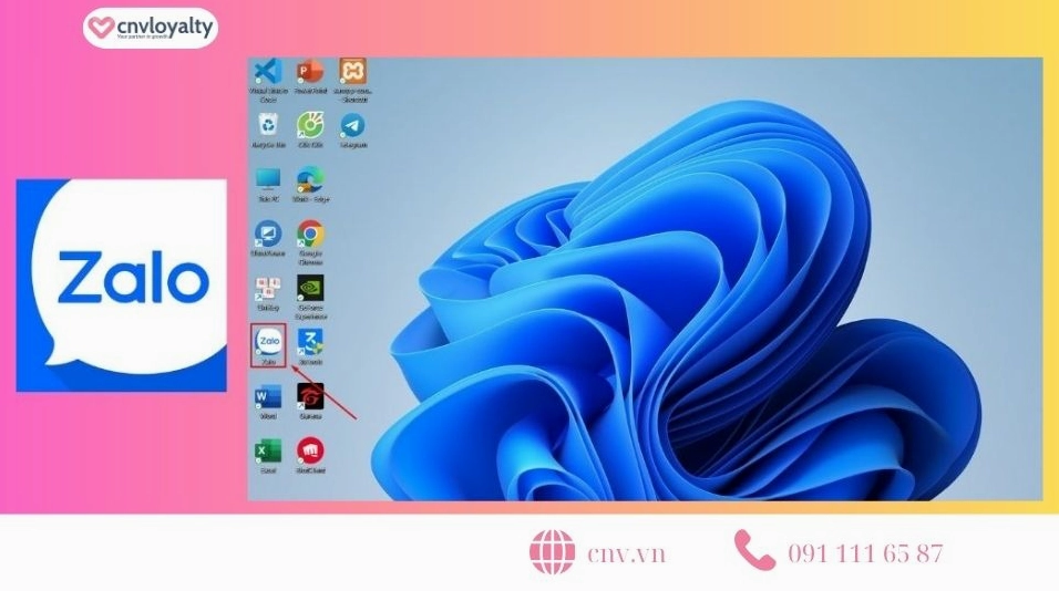 Biểu tượng shortcut của ứng dụng Zalo hiển thị trên màn hình Desktop sau khi cài đặt thành công