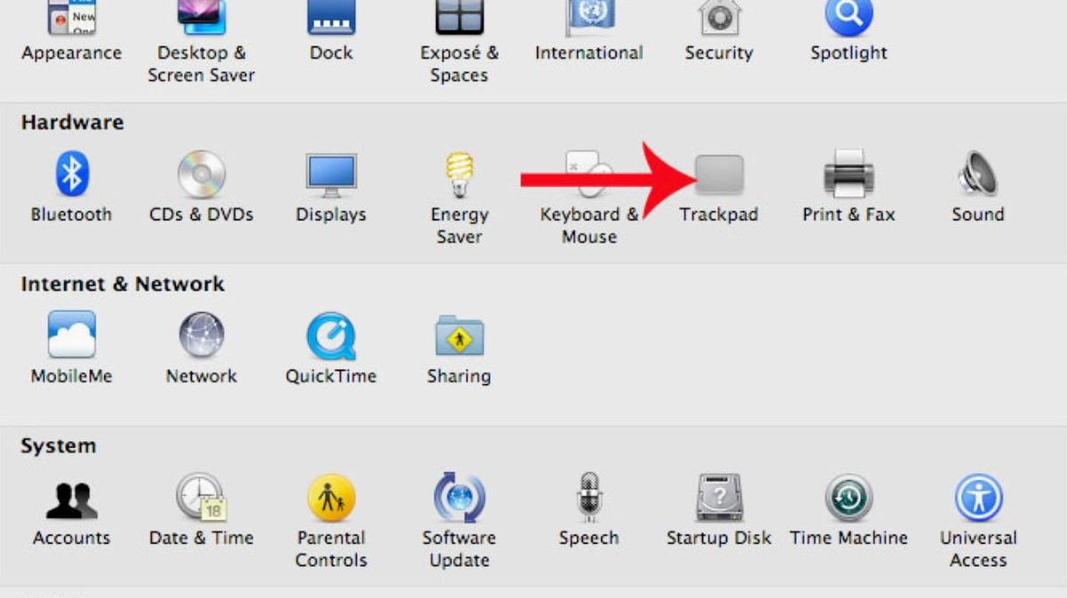 Biểu tượng truy cập vào phần quản lý vùng cảm ứng bên trong hệ thống của máy Mac