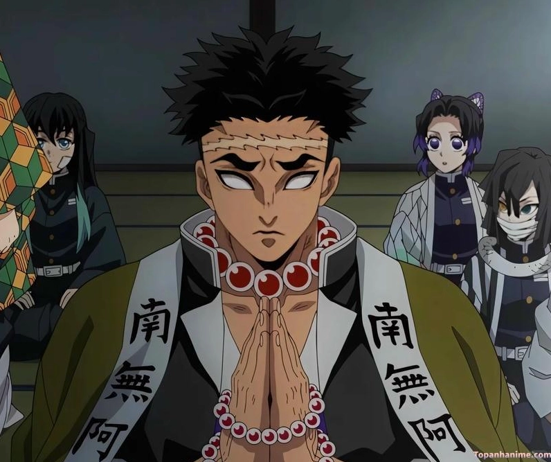 Bức ảnh Gyomei đứng sừng sững như một ngọn núi bảo vệ đồng đội