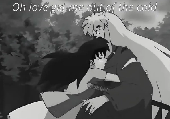 Bức ảnh meme anime ôm nhau đầy cảm xúc và lãng mạn