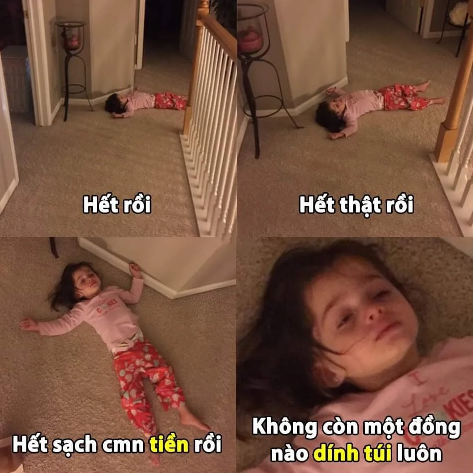 Bức meme mô tả sự sống như ngừng lại khi bạn bỗng nhiên hết tiền tiêu