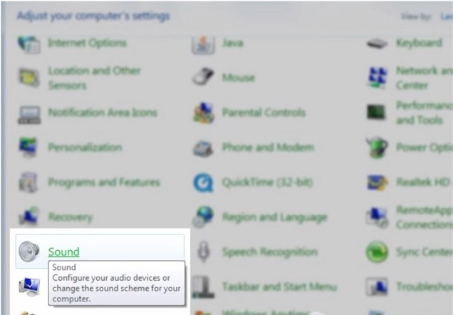 Bước đầu tiên bạn cần làm là mở hộp thoại Sound để có thể thực hiện những tùy chỉnh âm thanh