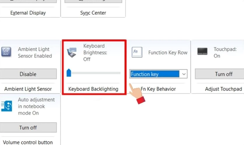 Cách bật đèn bàn phím laptop Lenovo trong Cài đặt