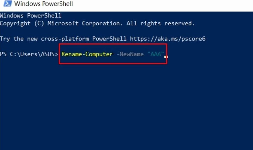 Cách đổi tên máy tính Win 10 bằng Windows PowerShell