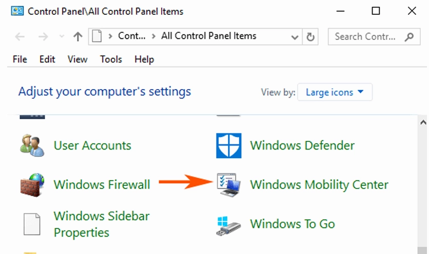 Cách mở đèn bàn phím laptop Lenovo ở trong phần cài đặt Control Panel
