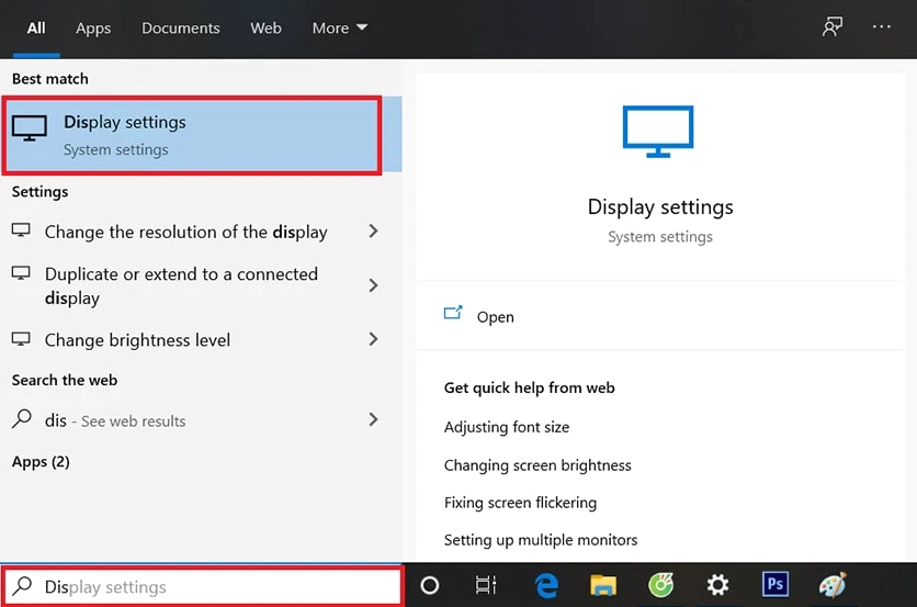 Cách tăng - giảm chỉnh độ sáng màn hình laptop hay máy tính trong chế độ Display Settings