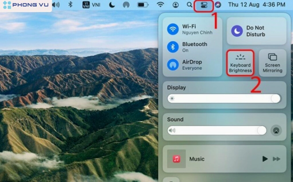Cách thao tác mở đèn bàn phím thông minh trên hệ điều hành MacOS