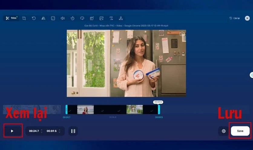 Cách xem lại trước khi tiến hành lưu video vừa cắt trên máy tính