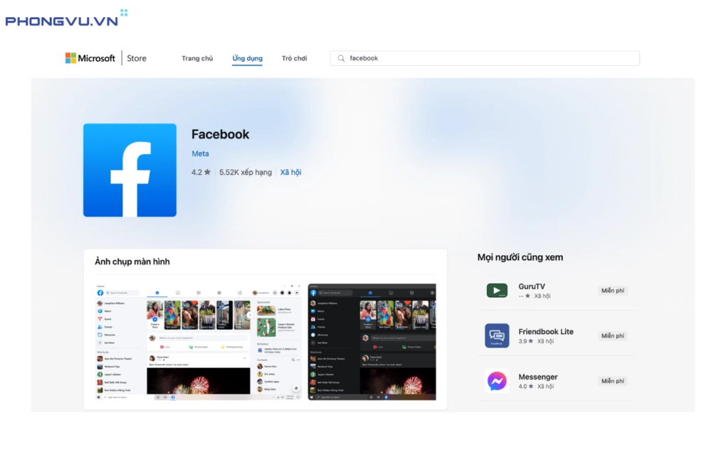 cai dat facebook tren may tinh