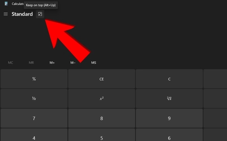 Chế độ Keep on top Luôn ở trên cùng sẽ ghim cửa sổ Calculator không bị che khuất