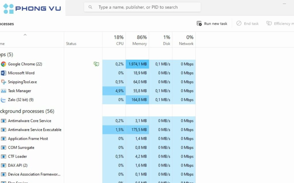 Chi tiết thông số phần cứng hiển thị rõ ràng trên màn hình máy tính