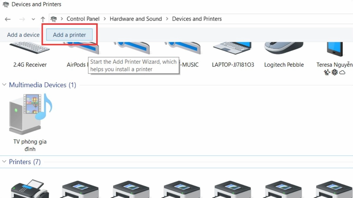 Hướng dẫn chi tiết cách cài đặt máy in cho laptop từ chuyên gia 2026 11 Chọn Add a printer và làm theo hướng dẫn trên màn hình