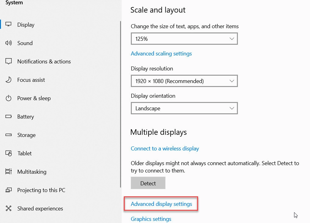 Chọn Advanced Display Settings