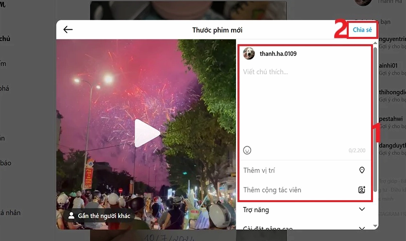 Hướng dẫn chi tiết cách nhắn tin trên Instagram bằng laptop đơn giản nhất 21 Chọn chia sẻ