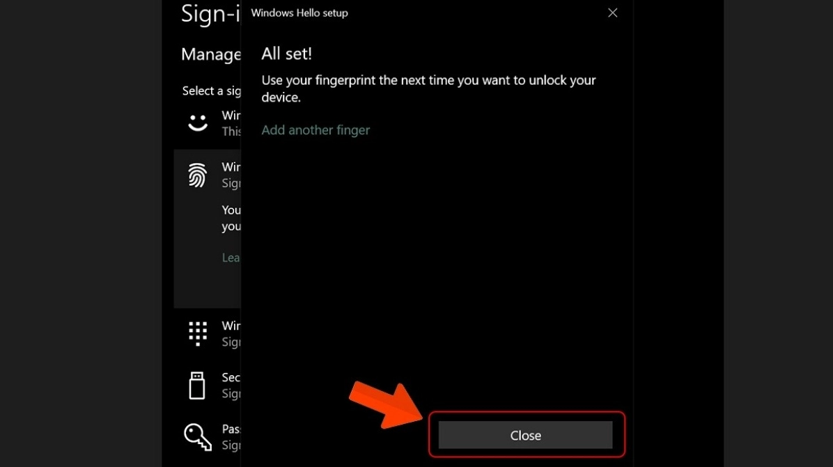 Chọn Close để hoàn tất cài đặt