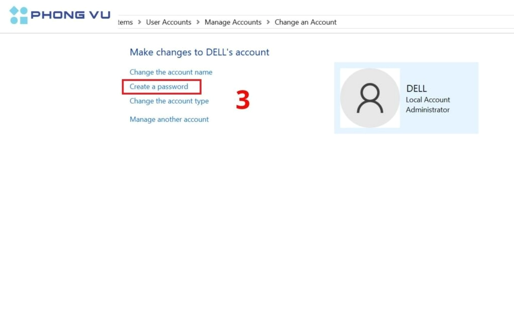 Chọn Create a password