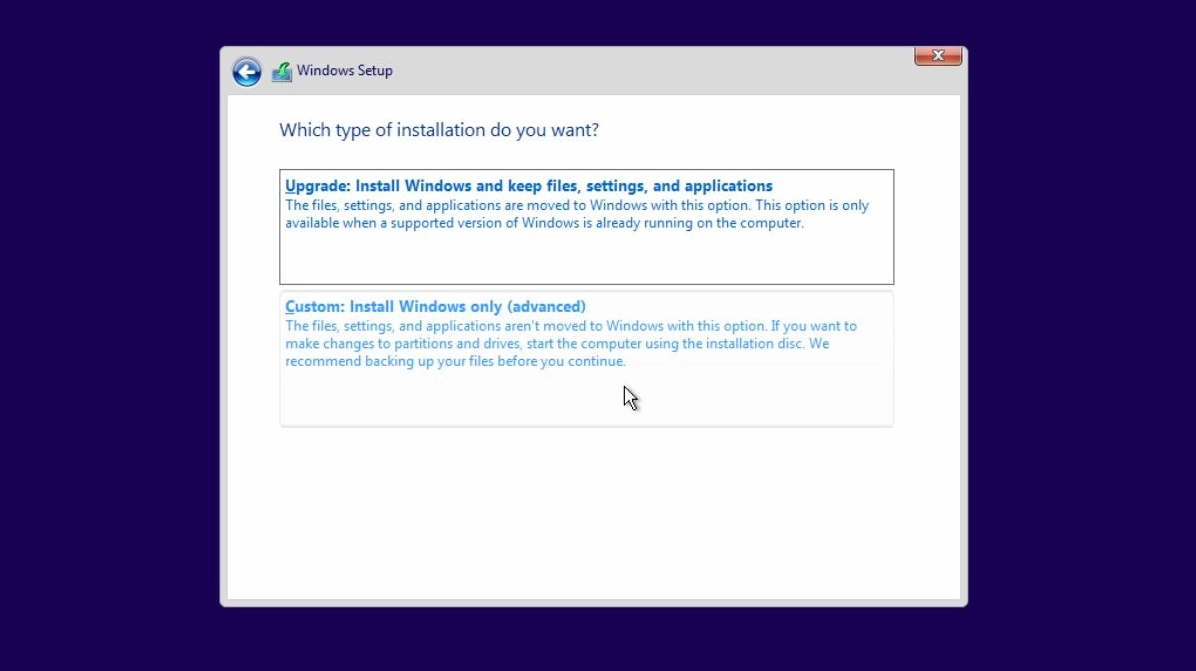 Hướng dẫn chi tiết cách cài lại win 10 cho laptop đơn giản tại nhà 12 Chọn Custom nếu muốn cài mới