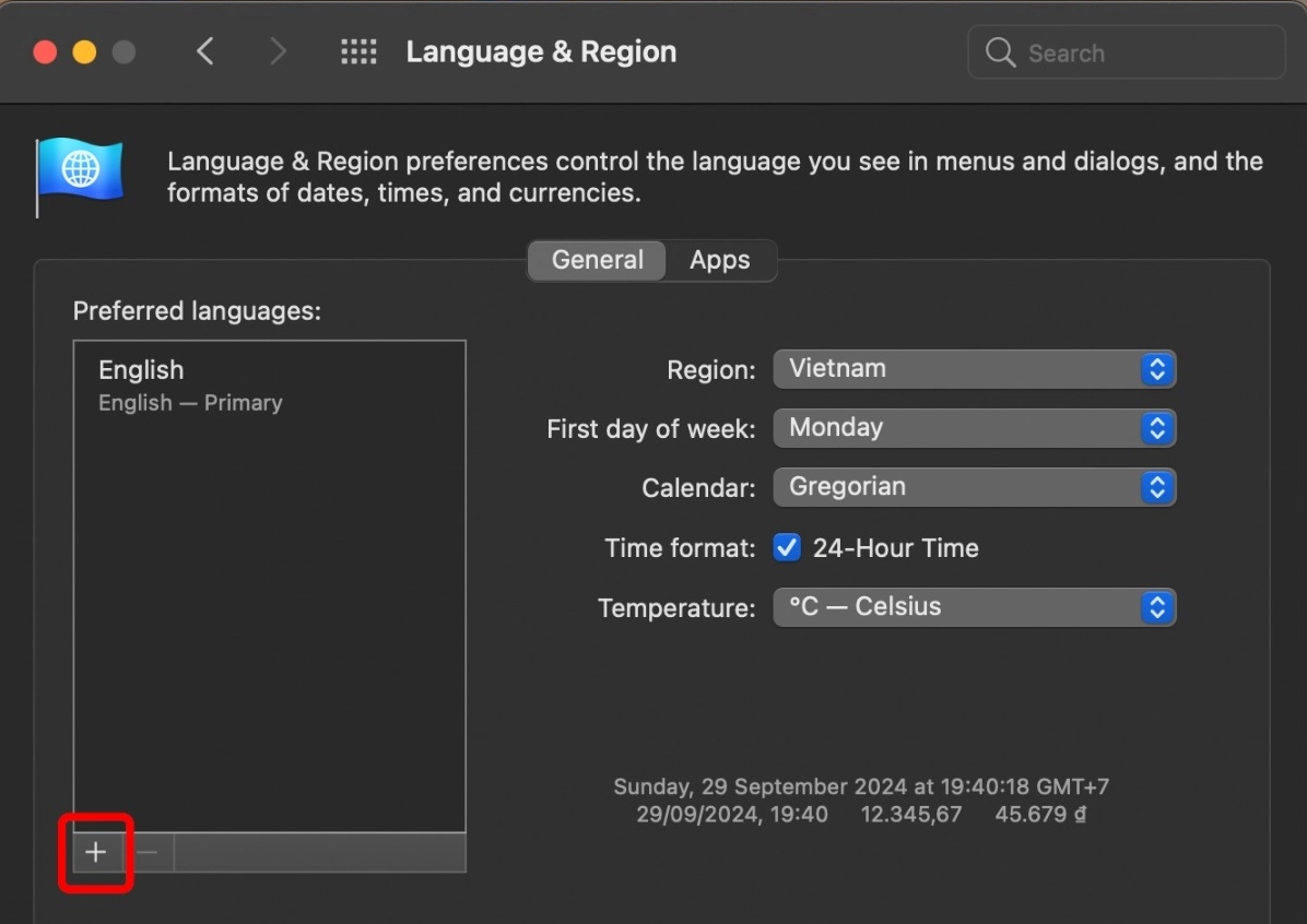 Hướng dẫn chi tiết cách đổi ngôn ngữ trên laptop Windows nhanh chóng 5 Chọn dấu + để add thêm ngôn ngữ mà bạn muốn