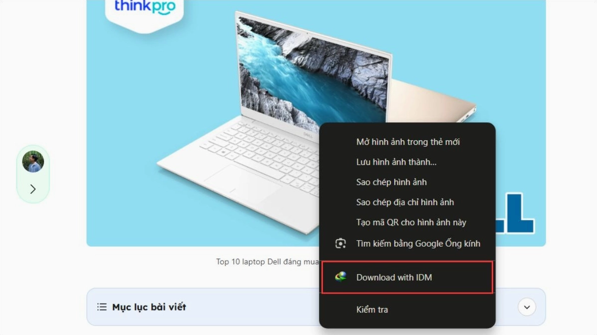Chọn Download with IDM