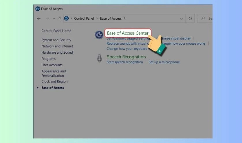 Hướng dẫn chi tiết cách bật bàn phím ảo trên laptop cực đơn giản 26 Chọn Ease of Access Center để xem các tùy chọn nâng cao
