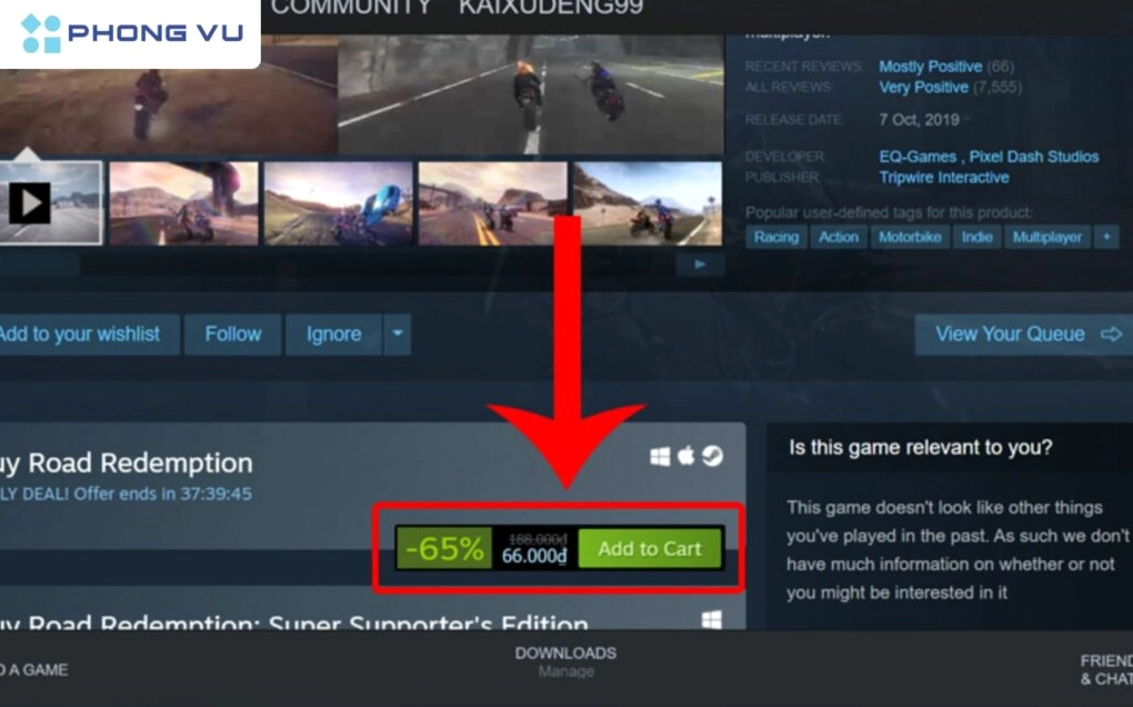 Chọn game nhấn Add to Cart rồi chọn Purchase for myself