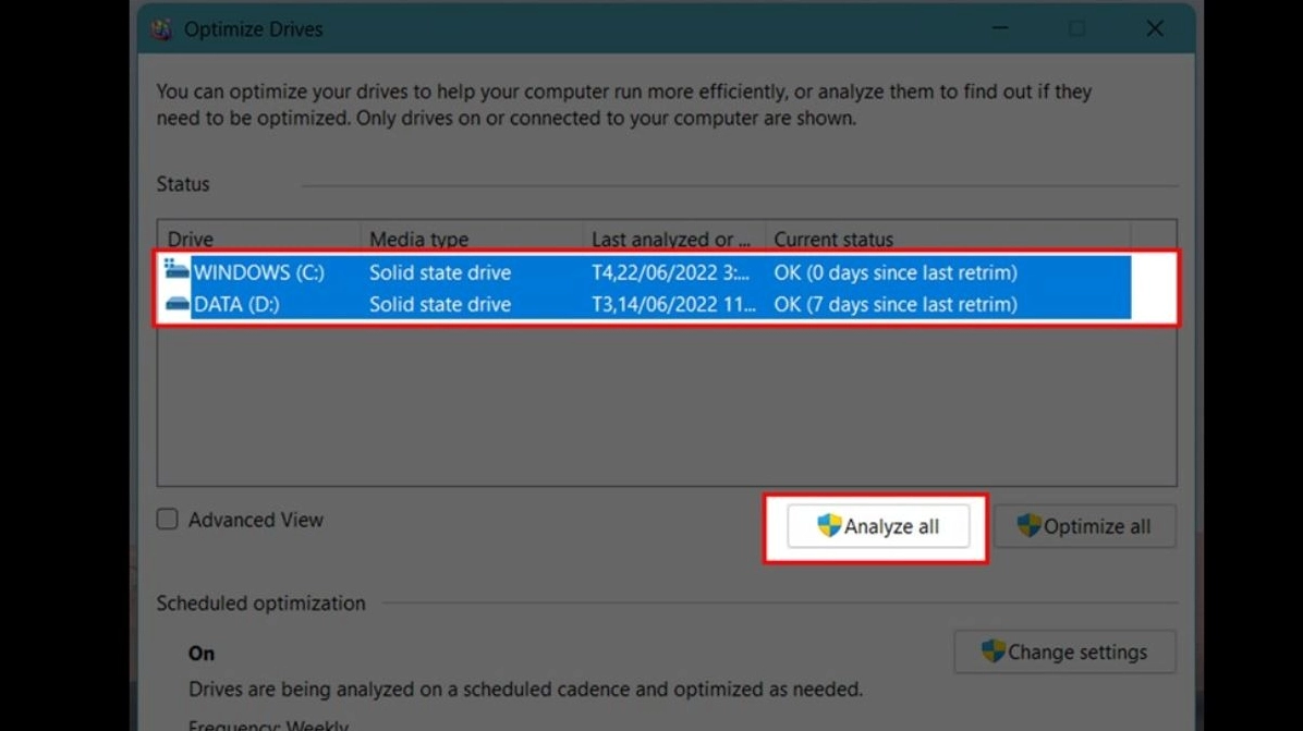 Hướng dẫn chi tiết cách làm giảm lag laptop chạy mượt mà như mới 15 Chọn hết tất cả các ổ cứng HDD mà bạn đang có