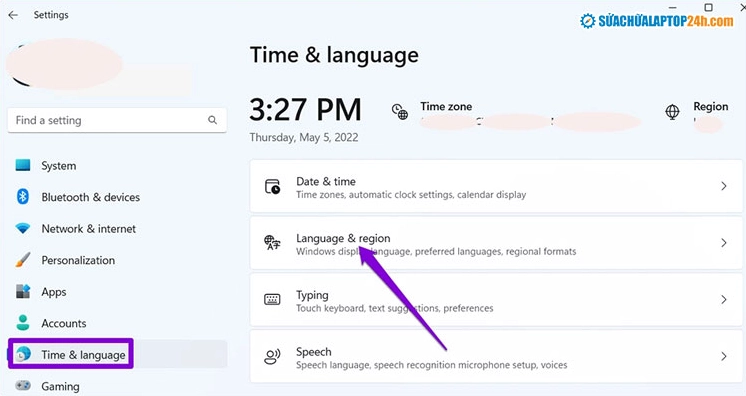 Hướng dẫn chi tiết cách đổi ngôn ngữ trên laptop Windows nhanh chóng 1 Chọn Language & region