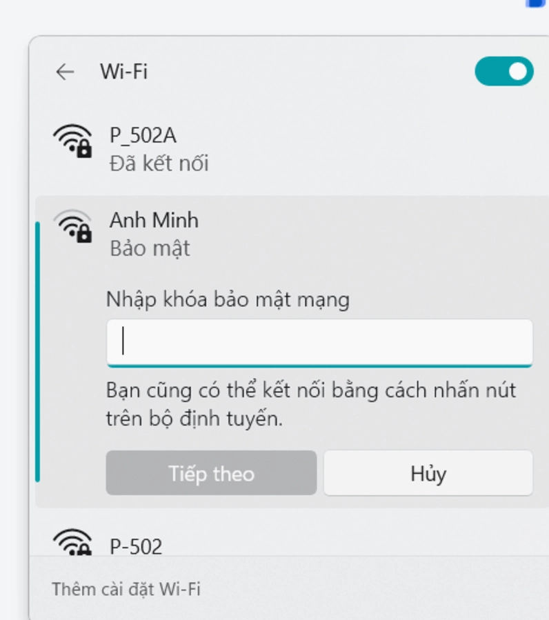 Chọn mạng wifi trên MacBook