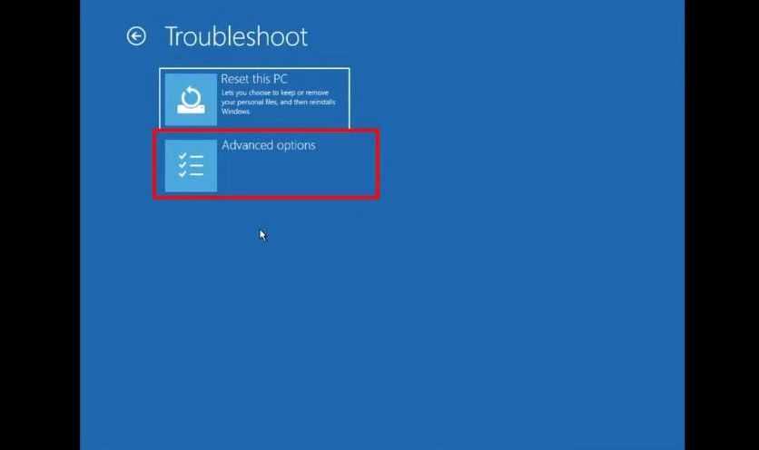 Hướng dẫn chi tiết cách cài đặt BIOS cho laptop Dell nhanh chóng 9 Chọn mục Advanced options trong giao diện xử lý sự cố