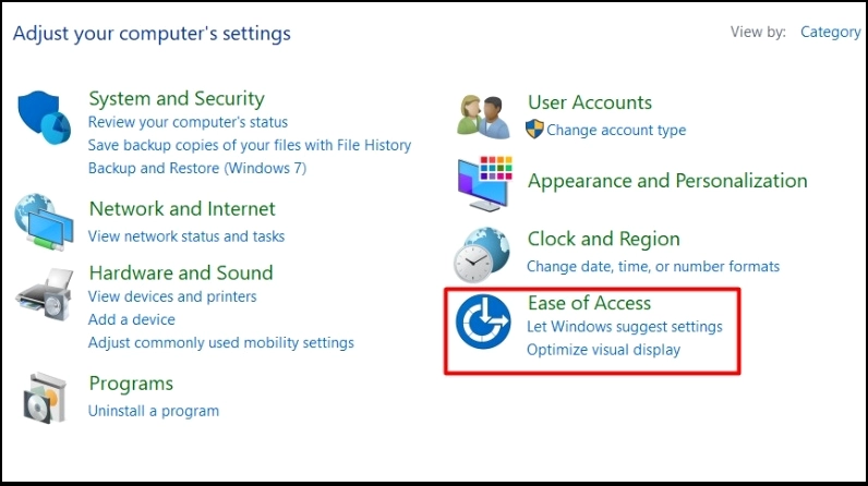 Hướng dẫn chi tiết cách bật bàn phím ảo trên laptop cực đơn giản 13 Chọn mục Ease of Access