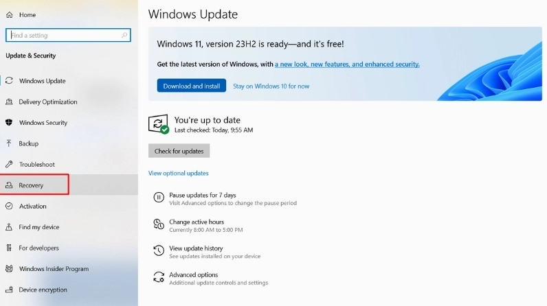 Hướng dẫn chi tiết cách boot laptop HP vào BIOS và Boot Menu nhanh chóng 12 Chọn mục Recovery để tìm tùy chọn khởi động nâng cao
