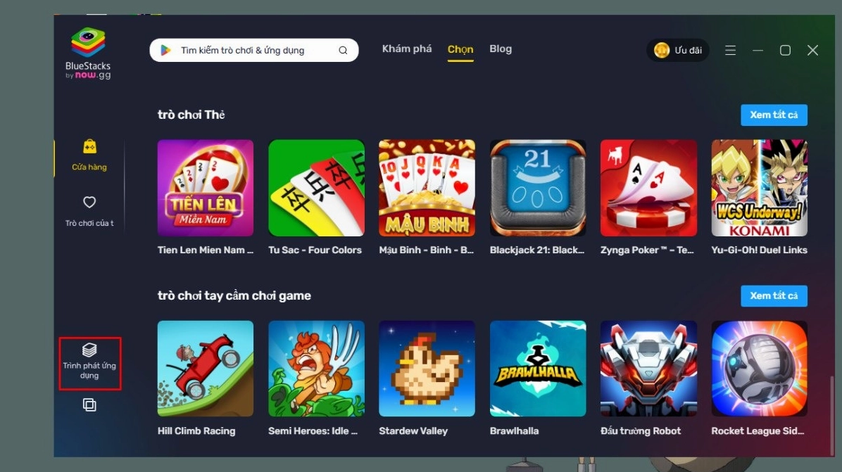 Chọn mục Trình phát ứng dụng và đăng nhập tài khoản Google