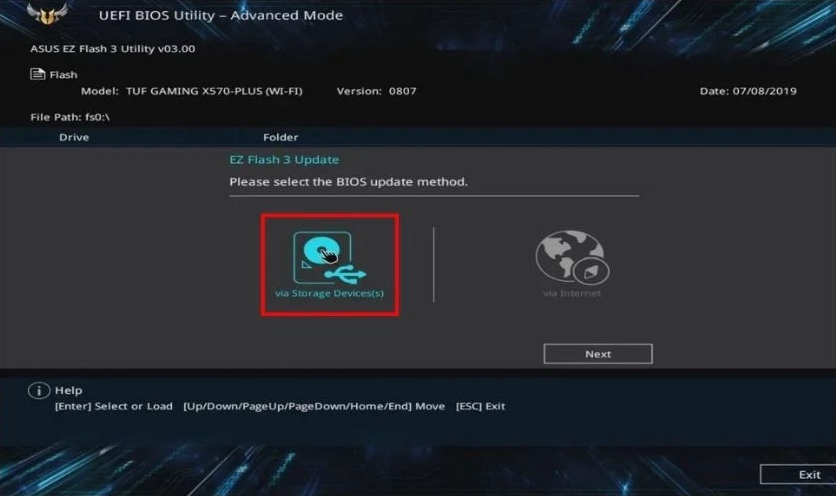Hướng dẫn chi tiết cách boot laptop HP vào BIOS và Boot Menu nhanh chóng 31 Chọn mục via Storage Device nếu file cập nhật đã được lưu sẵn trên USB