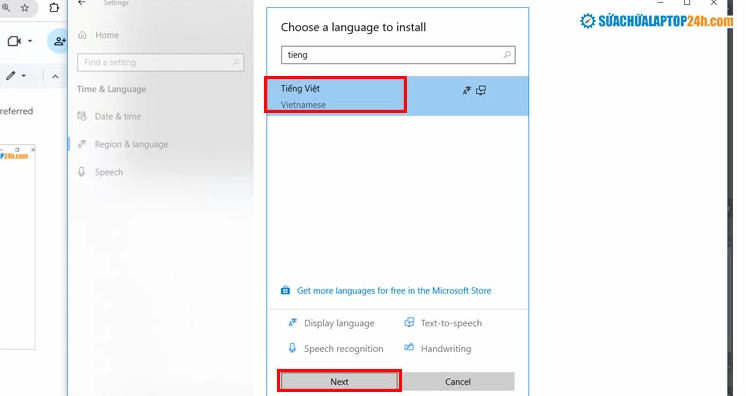 Hướng dẫn chi tiết cách đổi ngôn ngữ trên laptop Windows nhanh chóng 23 Chọn ngôn ngữ muốn cài đặt Tiếng Việt