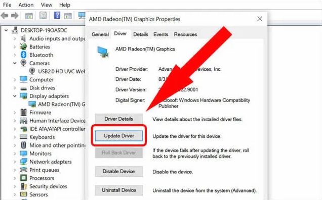 Hướng dẫn chi tiết cách bật camera trên laptop nhanh chóng và hiệu quả 7 Chọn nút Update Driver