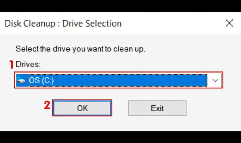 Hướng dẫn chi tiết cách làm cho laptop chạy mượt hơn trên hệ điều hành Windows 7 29 Chọn ổ đĩa muốn dọn dẹp, sau đó nhấn OK