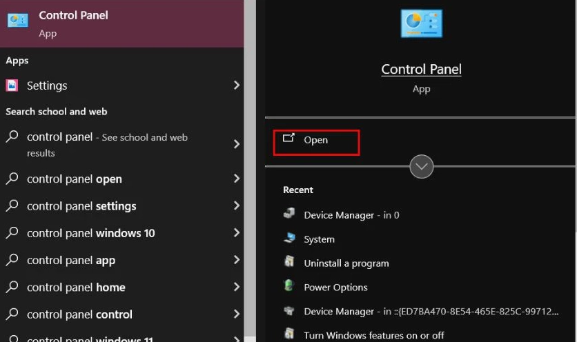 Hướng dẫn chi tiết cách làm cho laptop chạy mượt hơn trên hệ điều hành Windows 7 2 Chọn Open Control Panel từ menu Start