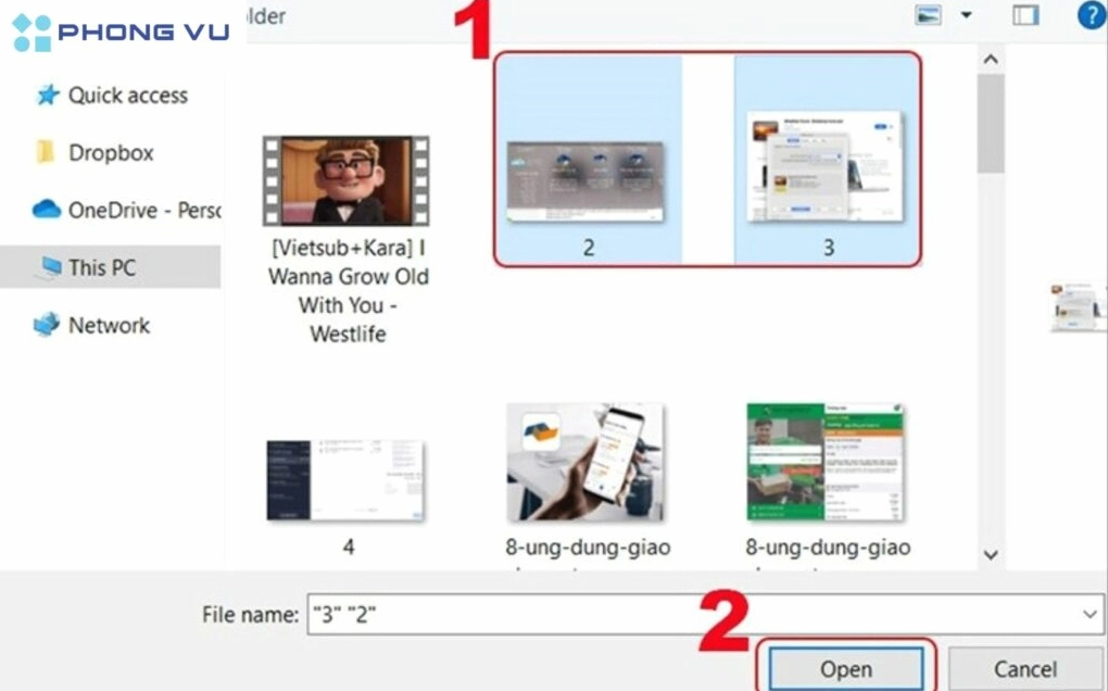 Chọn Open để thêm thư mục