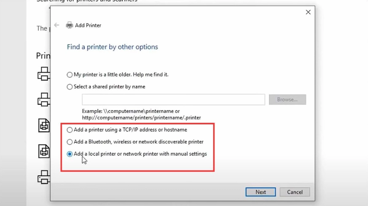 Hướng dẫn chi tiết cách cài đặt máy in cho laptop từ chuyên gia 2026 13 Chọn phương thức cài đặt không dây tương ứng và làm theo hướng dẫn