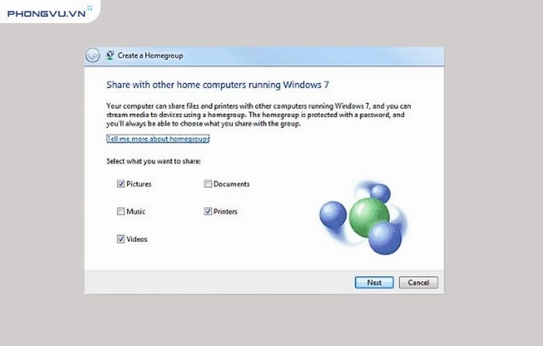 Hướng dẫn chi tiết cách thêm máy in vào laptop nhanh chóng và hiệu quả 20 Chọn Printers và Next để chia sẻ và đến bước tiếp theo