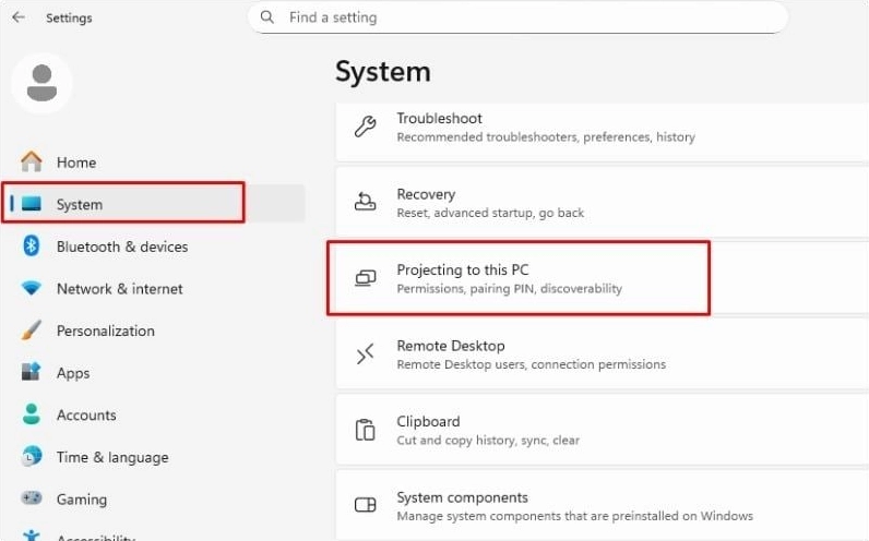 Hướng dẫn chi tiết cách kết nối 2 laptop để chơi game mượt mà không giật lag 8 Chọn Projecting to this PC để kích hoạt tính năng