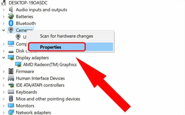 Hướng dẫn chi tiết cách bật camera trên laptop nhanh chóng và hiệu quả 9 Chọn Properties