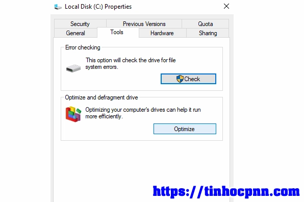 Hướng dẫn chi tiết cách làm cho laptop win 10 chạy nhanh hơn hiệu quả 14 Chọn qua tab Tools tại dòng Optimize and defragment drive bạn click chọn Optimize