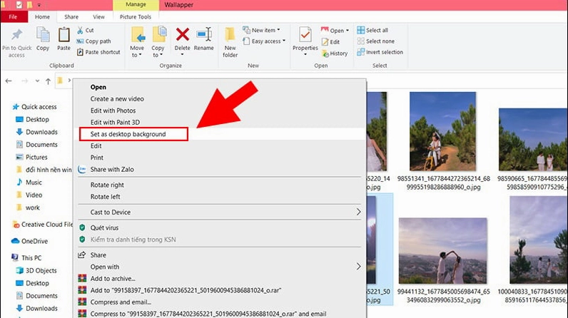 Hướng dẫn chi tiết cách cài màn hình laptop sắc nét và khắc phục lỗi ảnh mờ 8 Chọn Set as desktop background