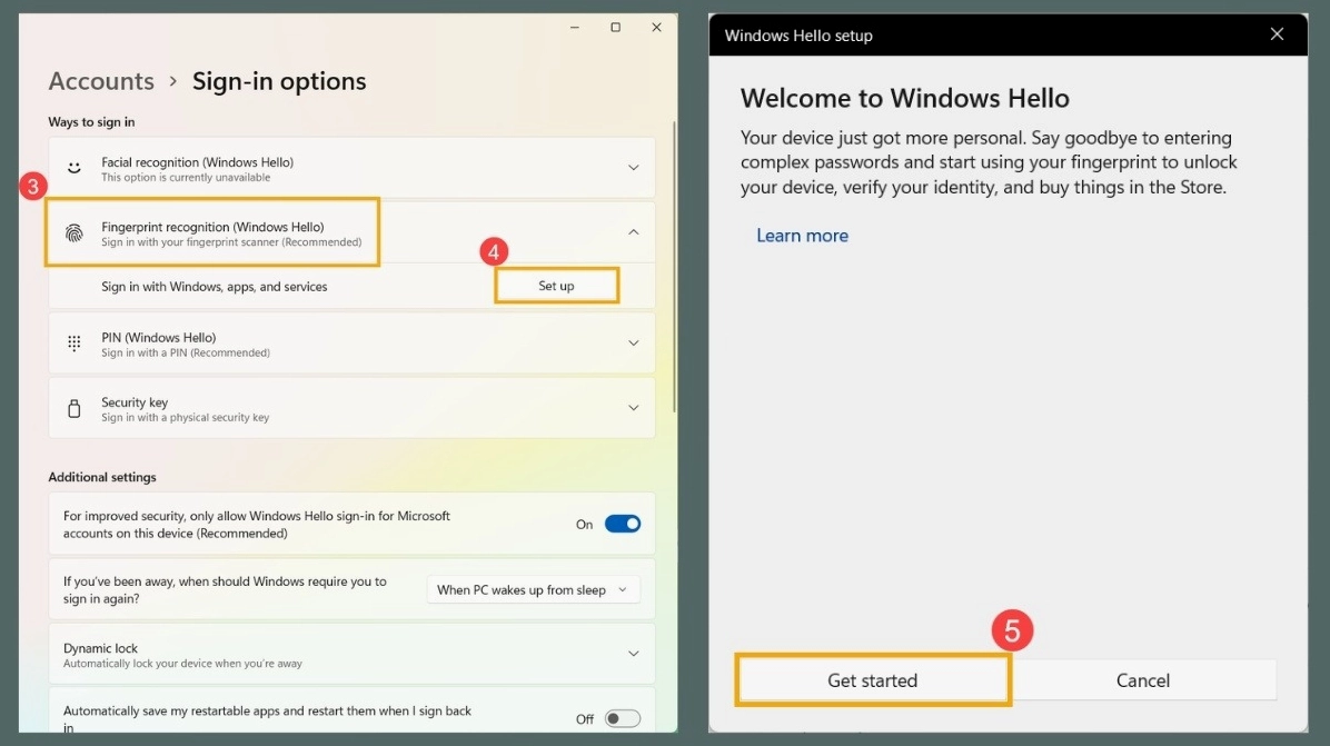 Chọn Set up Get started