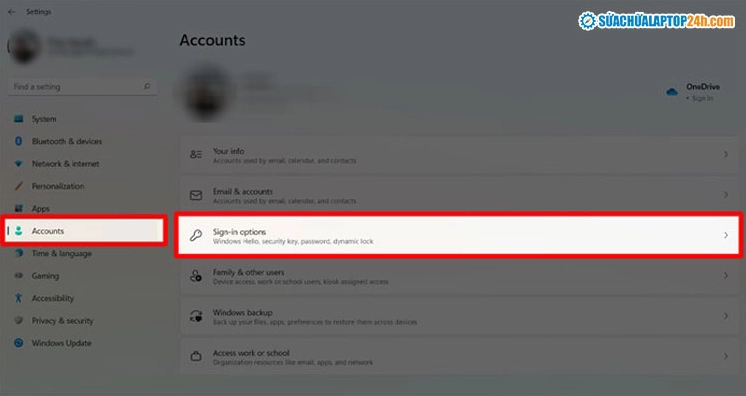 Hướng dẫn chi tiết cách cài đặt mật khẩu laptop bảo vệ dữ liệu tuyệt đối 7 Chọn Sign in Options trên Windows 11