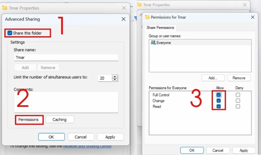 Chọn thư mục hoặc ổ đĩa để chia sẻ