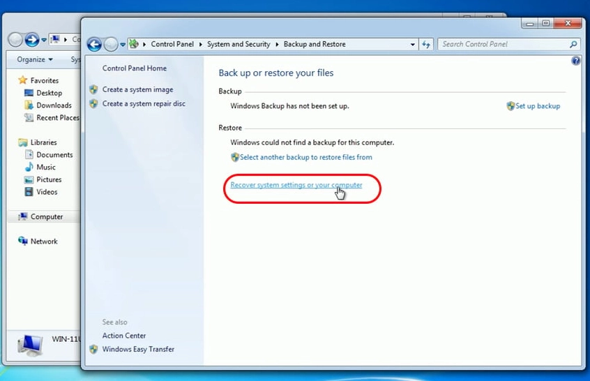 Chọn tính năng Backup and Restore